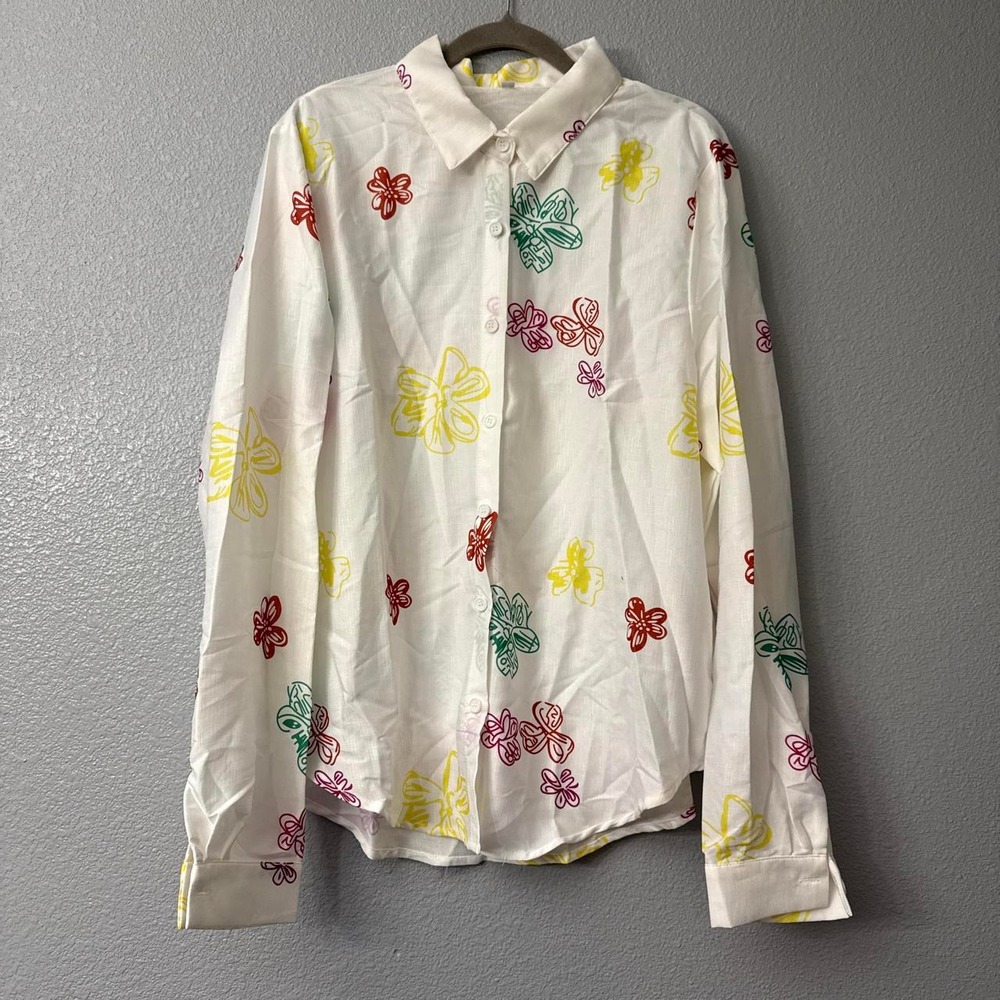 Women's Spring Summer Floral Print Button Up Blouse